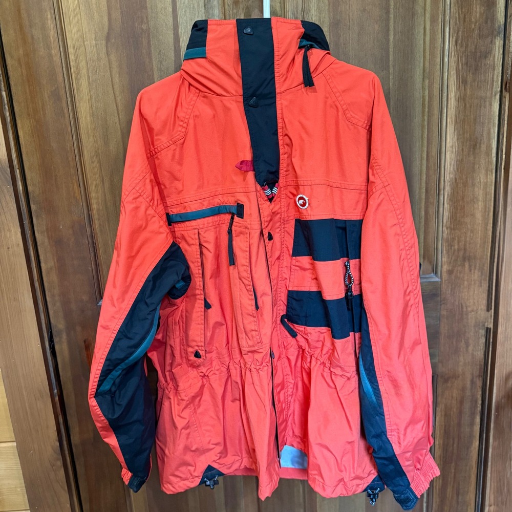 Vintage 90s Helly Hansen Equipe Ski Jacket Red Black Colors Helly Tech Hooded XL